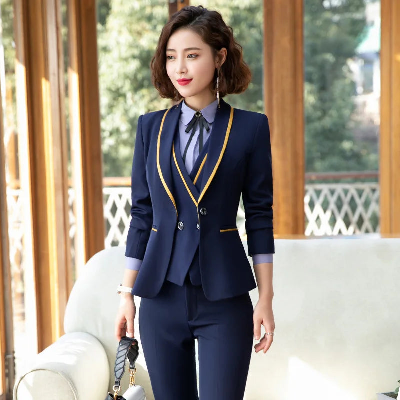 2022 New Office Work Pant Suits Women Autumn Winter 2 Piece Blazer Set Clothes Business Pantsuits Formal Trousers Suits Female