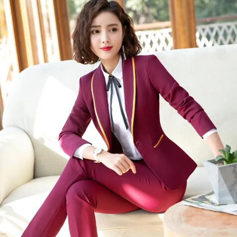 2022 New Office Work Pant Suits Women Autumn Winter 2 Piece Blazer Set Clothes Business Pantsuits Formal Trousers Suits Female