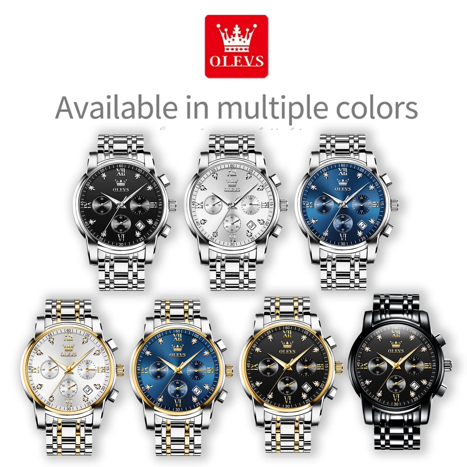 Blue Watches for Men  Watch Men Blue Face Luxury Watches for Men Gold and Silver Stainless Steel Men Watch Dress Waterproof Watch for Men