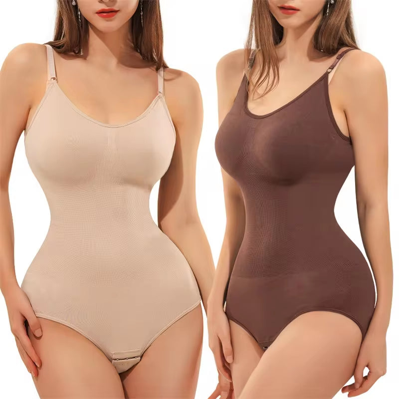 Super Sale V Neck Spaghetti Strap Bodysuit Compression Body Suits Open Crotch Shapewear Slimming Body Shaper Smooth Out Bodysuit